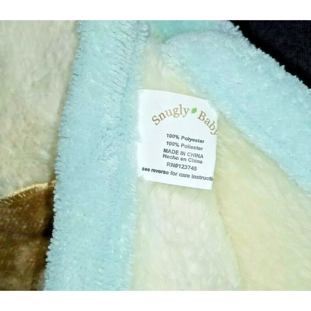 SUNGLY BABY Yellow 3D MONKEY Blanket Lovey Fleece Green Trim SOFT 30x33